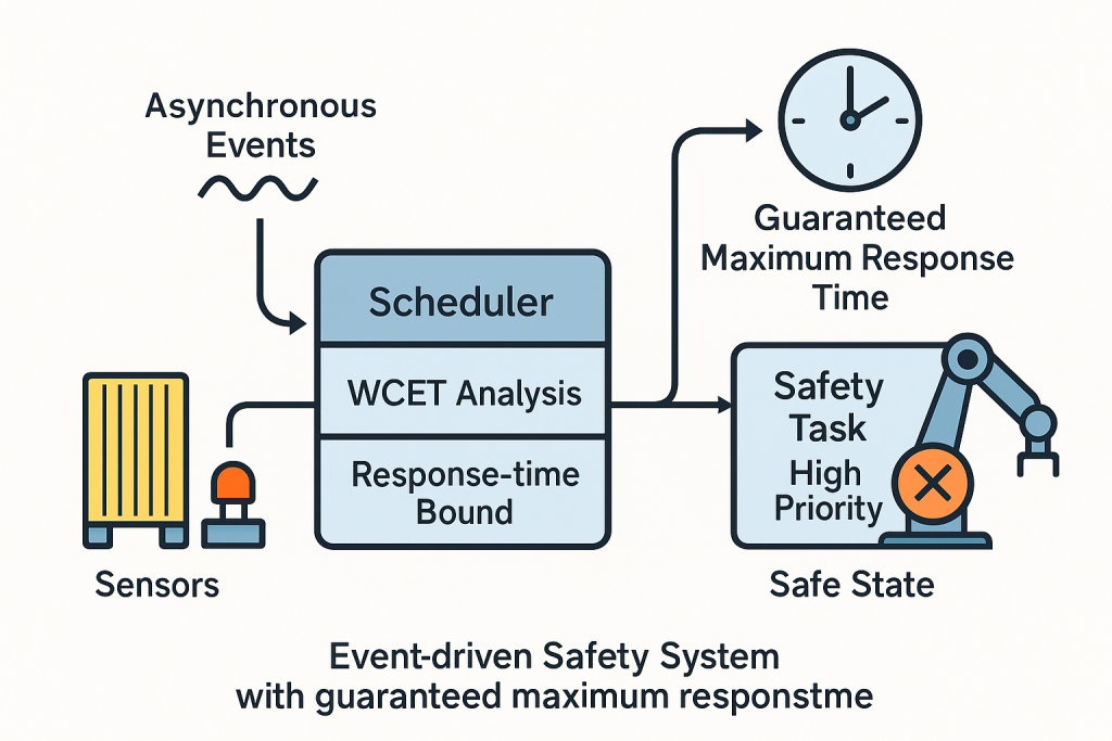 Event-driven, with guaranteed maximum response time